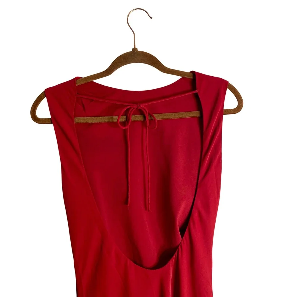 NWT Abercrombie & Fitch Red Backless Ruched Midi Dress Med Cocktail Formal Event